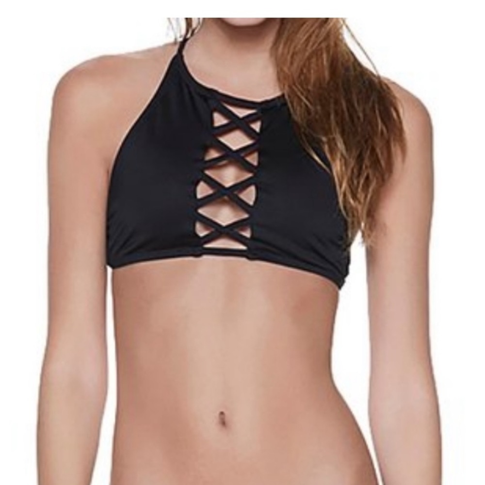 Dippin' Daisy's Swimwear Black Crisscross High-Neck Bikini Top